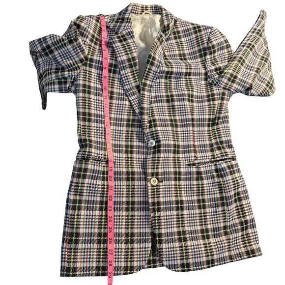 Vintage H.I.S. 1970s Plaid Academia Blazer Size Small‎ Preppy Retro Herringbone